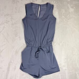 Banana Republic Steel Blue Sleeveless Drawstring Cinch Waist Romper Size 2